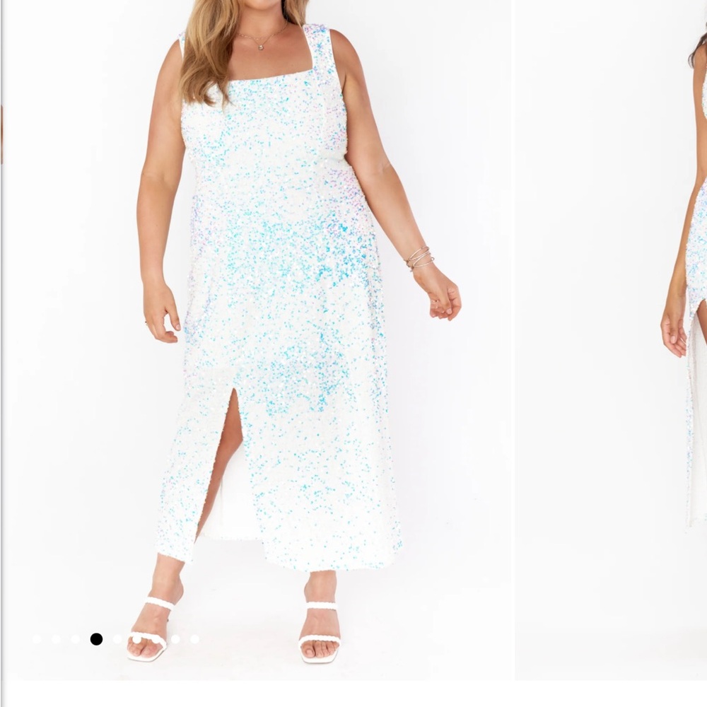 Eden White Sequin Midi Dress